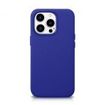 Icarer Litchi Premium Leather Case iphone 14 Pro Magnetic Leather Case With Magsafe Dark Blue (Wmi14220710-Db)