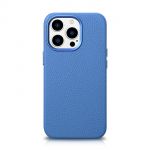 Icarer Litchi Premium Leather Case iphone 14 Pro Magnetic Leather Case With Magsafe Light Blue (Wmi14220710-Lb)