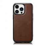 Icarer Leather Oil Wax Case With Genuine Leather para iphone 14 Pro (magsafe Compatible) Brown (Wmi14220718-Bn)