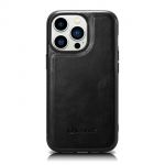 Icarer Leather Oil Wax Genuine Leather Case para iphone 14 Pro Max (magsafe Compatible) Black (Wmi14220720-Bk)