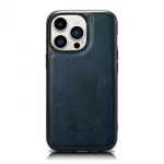 Icarer Leather Oil Wax Genuine Leather Case para iphone 14 Pro Max (magsafe Compatible) Blue (Wmi14220720-Bu)