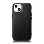 Icarer Leather Oil Wax Case With Genuine Leather Cover para iphone 14 (magsafe Compatible) Black (Wmi14220717-Bk)