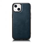 Icarer Leather Oil Wax Case With Genuine Leather Cover para iphone 14 (magsafe Compatible) Blue (Wmi14220717-Bu)