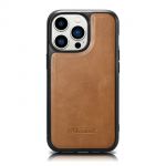 Icarer Leather Oil Wax Case With Genuine Leather para iphone 14 Pro (magsafe Compatible) Brown (Wmi14220718-Tn)