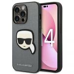 Karl Lagerfeld Original Faceplate Case Klhcp14Xsapkhg para iphone 14 Pro Max (saffiano With Karl Head Patch / Silver)