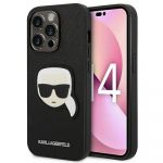 Karl Lagerfeld Original Faceplate Case Klhcp14Lsapkhk para iphone 14 Pro (saffiano With Karl Head Patch / Black)