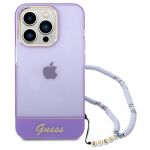 Guess Original Faceplate Case Guhcp14Xhgcohu para iphone 14 Pro Max (iml Electro Cam W. Strap Translucent / Purple)