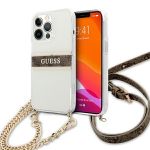 Guess Guhcp13Skc4Gbgo iphone 13 Mini 5,4" Transparent Hardcase 4G Brown Strap Gold Chain