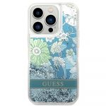 Guess Original Faceplate Case Guhcp14Llflsn para iphone 14 Pro (liquide Glitter Flower / Green)