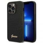 Guess Original Faceplate Case Guhcp14Lhggshk para iphone 14 Pro (glitter Flakes Script Metal Logo / Black)