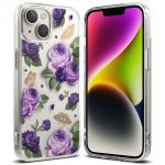 Ringke Fusion Design Armored Case Cover With Gel Frame para iphone 14 Plus Transparent (purple Rose) (Fd637E29)