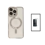 Kit Capa Luxarmor Magsafe Camera Protection + Vidro 5D Full Cover para Apple iphone 14 Pro - Cinza