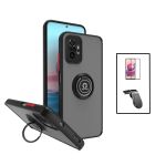 Kit Capa Magnetic Ring Anti Choque Camera Protection + Película 5D Full Cover + Suporte Magnético L Safe Driving Carro para Xiaomi Redmi Note 10 Pro - Black