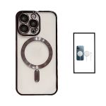 Kit Capa Traseira de Luxo Magsafe Proteção Camara + Carregador Sem Fios Carga Rápida para Apple iPhone 14 Pro Max Black - 7427285870396