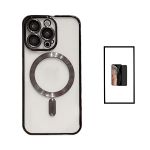 Kit Capa Traseira de Luxo Magsafe Proteção Camara + Película de Vidro Temperado Privacidade para Apple iPhone 14 Pro Max Black - 7427285870372