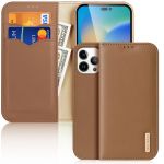 Dux Ducis Hivo Leather Flip Cover Genuine Leather Wallet para Cards And Documents iphone 14 Pro Max Brown