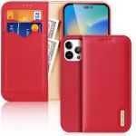 Dux Ducis Hivo Leather Flip Cover Genuine Leather Wallet para Cards And Documents iphone 14 Pro Max Red