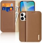 Dux Ducis Hivo Leather Flip Cover Genuine Leather Wallet para Cards And Documents iphone 14 Pro Brown
