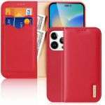 Dux Ducis Hivo Leather Flip Cover Genuine Leather Wallet para Cards And Documents iphone 14 Pro Red