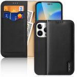 Dux Ducis Hivo Leather Flip Cover Genuine Leather Wallet para Cards And Documents iphone 14 Pro Black