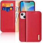 Dux Ducis Hivo Leather Flip Cover Genuine Leather Wallet para Cards And Documents iphone 14 Plus Red