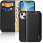 Dux Ducis Hivo Leather Flip Cover Genuine Leather Wallet para Cards And Documents iphone 14 Plus Black