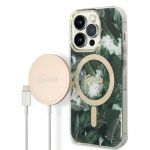 Guess Original Set Gubpp14Xhjeacsa para iphone 14 Pro Max (bundle Pack Magsafe: Case + Carregador / Img Jungle / Gold Kaki)