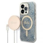 Guess Original Set Gubpp14Xh4Eacsb para iphone 14 Pro Max (bundle Pack Magsafe: Case + Carregador / 4G / Gold Blue)
