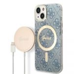 Guess Original Set Gubpp14Mh4Eacsb para iphone 14 Plus (bundle Pack Magsafe: Case + Carregador / 4G / Gold Blue)