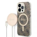 Guess Original Set Gubpp14Xh4Eacsw para iphone 14 Pro Max (bundle Pack Magsafe: Case + Carregador / 4G / Gold Brown)