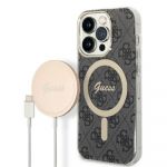 Guess Original Set Gubpp14Xh4Eacsk para iphone 14 Pro Max (bundle Pack Magsafe: Case + Carregador / 4G / Gold Black)