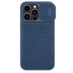 Nillkin Qin Cloth Pro Case Case para iphone 14 Pro Max Camera Protector Holster Cover Flip Case Blue