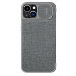 Nillkin Qin Cloth Pro Case Case para iphone 14 Plus Camera Protector Holster Cover Flip Case Gray
