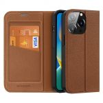 Dux Ducis Skin X2 Case para iphone 14 Pro Case With Magnetic Flap Brown