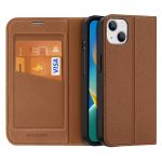 Dux Ducis Skin X2 Case para iphone 14 Plus Case With Magnetic Flap Brown