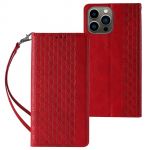 Hurtel Magnet Strap Case iphone 14 Plus Case With Flip Wallet Mini Lanyard Stand Red