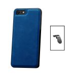 Kit Capa MagneticLeather + Suporte L Safe Driving para Apple iPhone 8 Blue