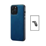 Kit Capa MagneticLeather + Suporte L Safe Driving para Apple iPhone 14 Pro Max Blue