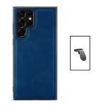 Kit Capa MagneticLeather + Suporte L Safe Driving para Samsung Galaxy S22 Ultra Blue