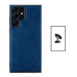 Kit Capa MagneticLeather + Suporte Magnético para Samsung Galaxy S22 Ultra Blue