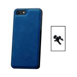 Kit Capa Traseira Magnética Couro + Suporte reforçado de Carro para Apple iPhone SE 2022 - Blue - 7427285884119