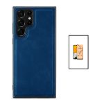 Kit Capa Traseira Magnética Couro para Samsung Galaxy S22 Ultra - Blue - 7427285883129