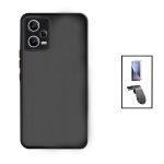 Kit Capa Anti Choque Camera Protection + Película 5D Full Cover + Suporte Magnético L Safe Driving Carro para Xiaomi Redmi Note 12 Pro Black