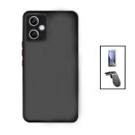 Kit Capa Anti Choque Camera Protection + Película 5D Full Cover + Suporte Magnético L Safe Driving Carro para Xiaomi Redmi Note 12 Black