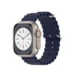 Bracelete Silicone Ocean Waves para Apple Watch SE (2022) 44mm Blue Escuro
