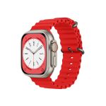 Bracelete Silicone Ocean Waves para Apple Watch SE (2022) 44mm Vermelho