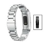Kit Bracelete Aço Stainless Lux + Ferramenta + Película de Gel Full Cover para Fitbit Inspire 2 Cinza / Transparente