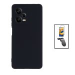 Kit Película de Vidro Temperado GorilasGlass + Capa Proteção Traseira Silicone + Suporte de Carro Magnético L para Xiaomi Redmi Note 12 Pro+ Black - 7427285898161