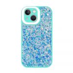 DIV Capa Silicone para iPhone 14 Glitter Azul