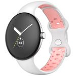 Avizar Bracelete para Google Pixel Watch Silicone Bicolor Flexível Branco e Rosa - STRAP-PXW-1A
